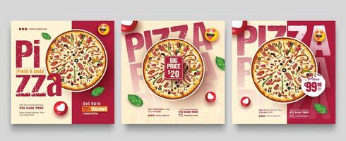 Set of Editable square banner template design for food post on instagram. Suitable for Social Media Post restaurant and culinary digital Promotion. vector