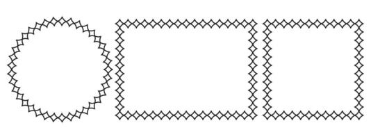 Circle and square scalloped frames. Scalloped edge rectangle and ellipse shapes. Simple label frame. illustration vector