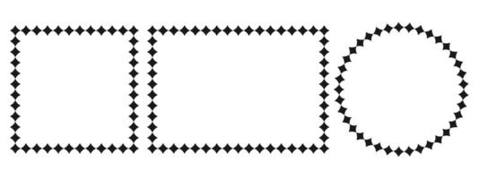 Circle and square scalloped frames. Scalloped edge rectangle and ellipse shapes. Simple label frame. illustration vector