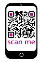 QR code displayed on smartphone screen icon with scan me text underneath. Minimalistic design on white background. Concept of digital information access. illustration vector