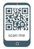 QR code displayed on smartphone screen icon with scan me text underneath. Minimalistic design on white background. Concept of digital information access. illustration vector