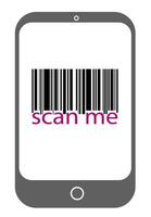 Image of a smartphone screen displaying a barcode with scan me text underneath. Minimalistic graphic style with a white background. Concept of barcode scanning. illustration vector
