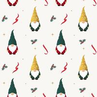Winter seamless pattern with cute elf in a hat. Xmas patterns. Christmas backgrounds. New year decorations. vector
