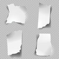 Torn sheets of paper. Set of realistic torn or ripped paper sheet. Scrapbook edge, notebook tear or blank page. vector