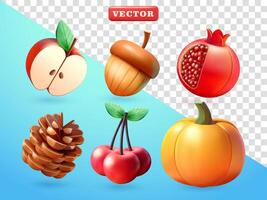 Autumn fruit, 3d. Suitable for design elements vector