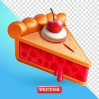 Slice of cherry pie, 3d. Suitable for food and design elements vector