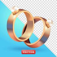 A pair of wedding rings, 3d suitable for events and design elements vector