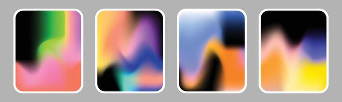 Colorful fluid gradient mesh background. Modern vibrant light backdrop. Blurred poster design bundle. vector