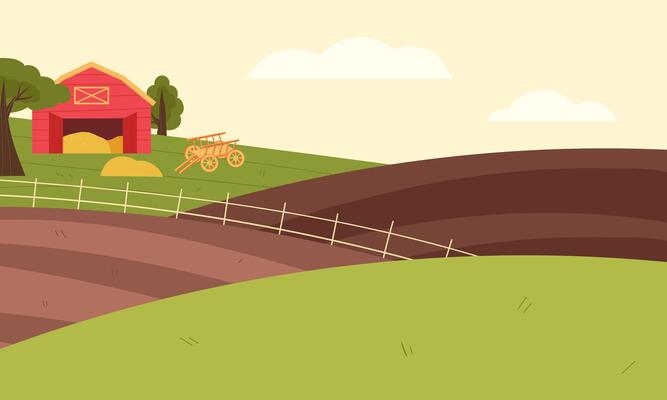 autumn farm landscape. Rural landscape with a farm
