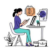 Immerse yourself in the world of decentralized finance with our dynamic flat illustrations. Discover the limitless possibilities and innovative solutions DeFi has to offer vector