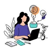 Discover the power of decentralized finance in our visually engaging flat illustrations. Learn about the endless possibilities and transformative impact of DeFi in the modern financial landscape vector