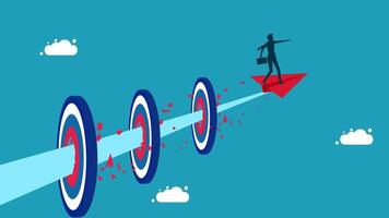 businessman on a target with arrows flying through it vector