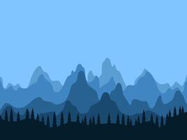 mountains and trees in the background with blue sky vector