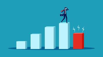 businessman standing on top of bar chart with red arrow vector