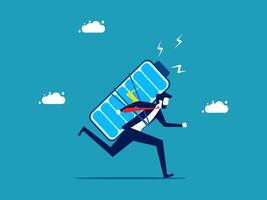 businessman running with a battery pack on his back vector