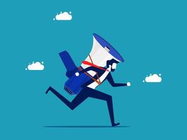 businessman running with megaphone vector