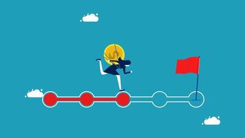 businessman running on a red arrow with a coin vector