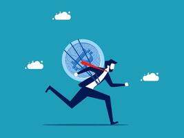 businessman running with a bitcoin vector