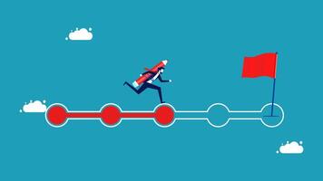 businessman running on a red arrow with a flag vector