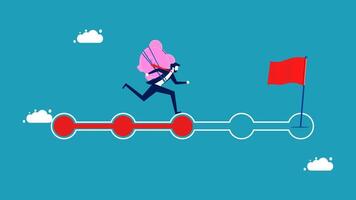 a man is running on a red arrow with a red flag vector