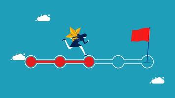 a person is running on a red arrow with a flag vector