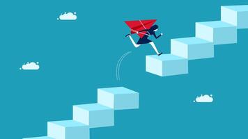 climbing up a ladder to reach the top of a cube, chaollenge concept vector