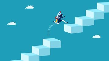 running up a ladder to climb up a block vector