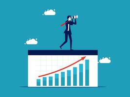 businessman standing on top of a chart with a red arrow vector