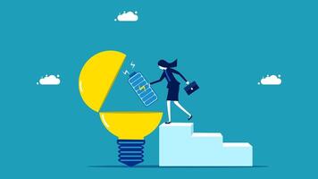 a person is holding a light bulb with a chip inside vector