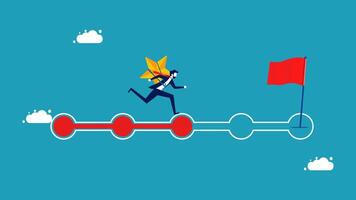 a person is running on a red arrow with a flag vector