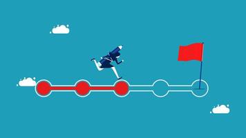 running on a red arrow with a flag vector