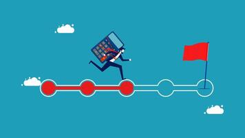 running on a red arrow with a flag vector