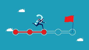 businessman running on a red arrow with a red flag vector