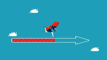 a man is running on an arrow and jumping over a hill vector