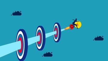 businessman jumping over a target with a bullseye vector