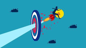 a man is flying over a target with a bullseye on it vector