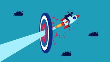 a man is flying on a rocket to hit a target vector