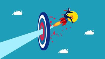 a man is flying into the target of a dart vector