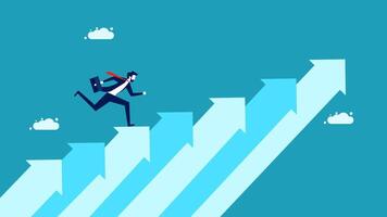 businessman running up arrow chart business growth concept vector