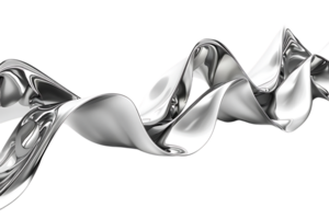 Silver Abstract Wave with Transparent Background Liquid Metal Design with Flowing, Dynamic, and Reflective Features. png