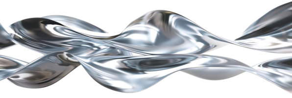 Silver Waves Flowing on Transparent Background A Digital 3D Render of Abstract Metallic Curves png