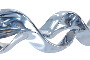 Abstract Metallic Waves with a Transparent Background A Shiny, Silver, 3D Design with a Glossy Finish and Smooth Curves png