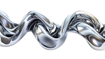 Abstract Silver 3D Wave with Transparent Background A Modern and Sleek Design Element png
