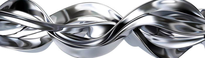 Abstract Shiny Metallic Wave with Transparent Background A Digital Artwork of Fluid Metal Curls and Folds in a Seamless Loop with an Invisible Canvas. png