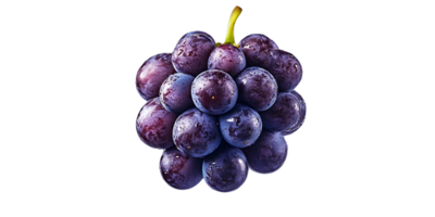 Fresh Grapes with Transparent Background A Cluster of Juicy, Purple Grapes with a Delicate Dew Drop Adornment png