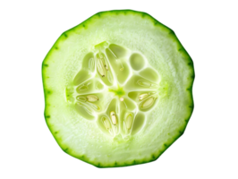 Fresh Cucumber Slice with Transparent Background A Close-Up View of the Cucumber's Interior, Revealing its Seeds and Texture png