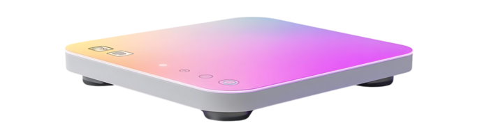 Smart Scale with Colorful LED Display, Transparent Background, Precision Measurement, Body Composition Analysis, Bluetooth Connectivity,  Modern Design png