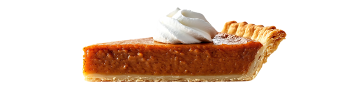 Delicious Pumpkin Pie Slice with Whipped Cream on a Transparent Background png