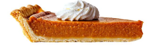 A Slice of Pumpkin Pie Topped with Whipped Cream, a Thanksgiving Treat with a Transparent Background png