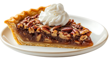 Pecan Pie Slice with Whipped Cream, A Delicious Treat with a Transparent Background png